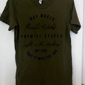 Olive Green Canvas T-Shirt Small Way maker Quote